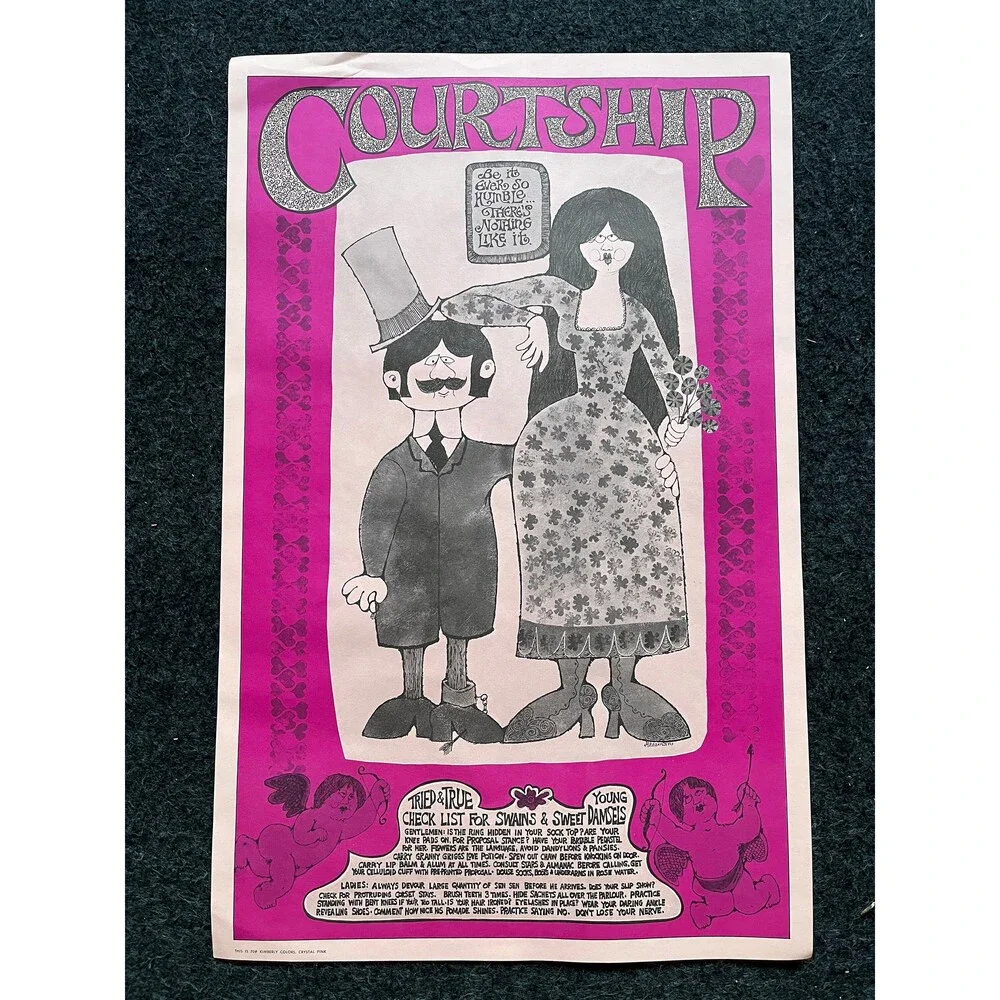 Vintage Dating John Hitesman Lithograph Poster 1960's MCM Wall Decoration, Vint